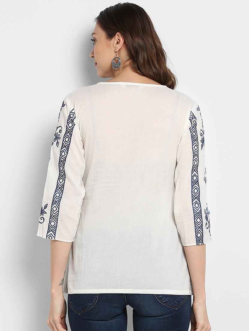 gathered detail embroidered top - 15620481 - Zoom Image - 3