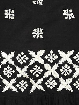 contrast embroidered gathered top - 15620484 - Standard Image - 5