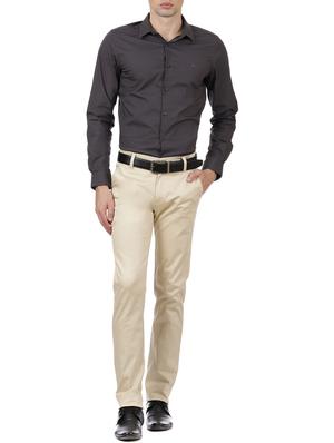 beige cotton blend flat front formal trouser - 15620487 - Standard Image - 4