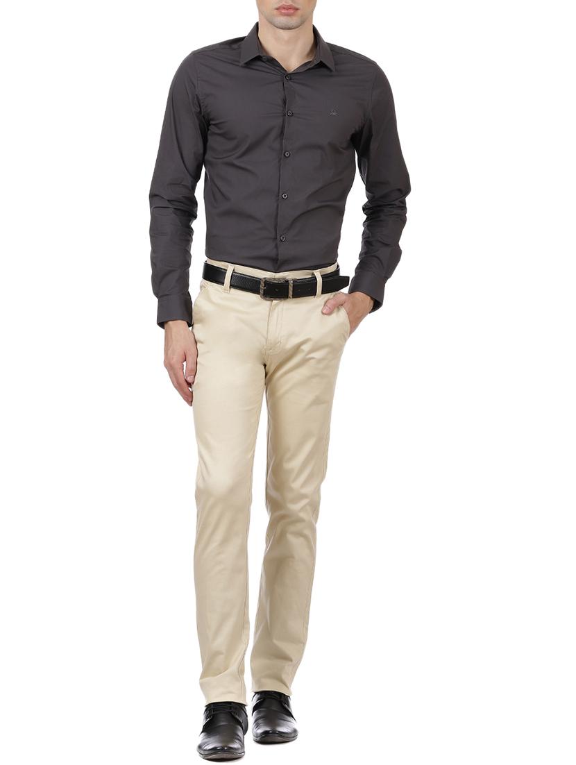 beige cotton blend flat front formal trouser - 15620487 - Zoom Image - 4