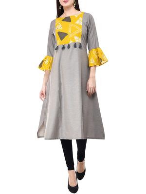Bell sleeves a-line kurta - 15620541 - Standard Image - 1