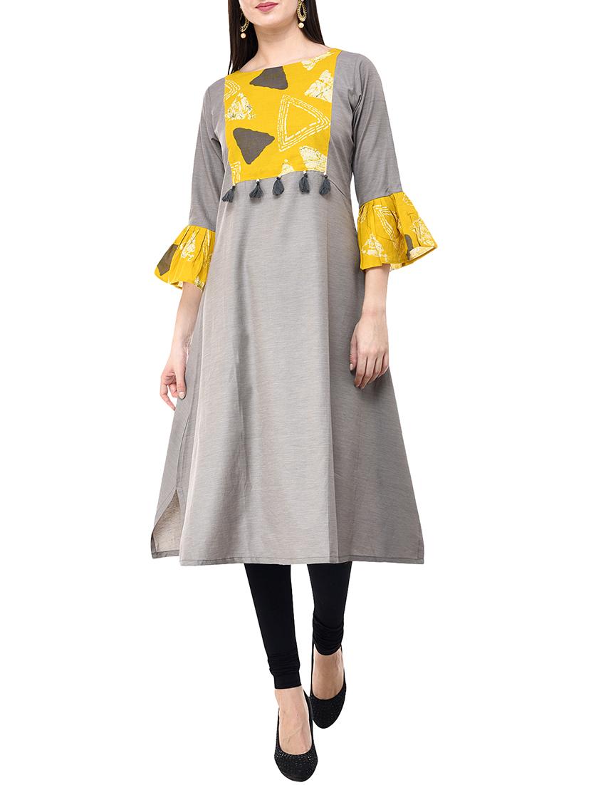 Bell sleeves a-line kurta - 15620541 - Zoom Image - 1