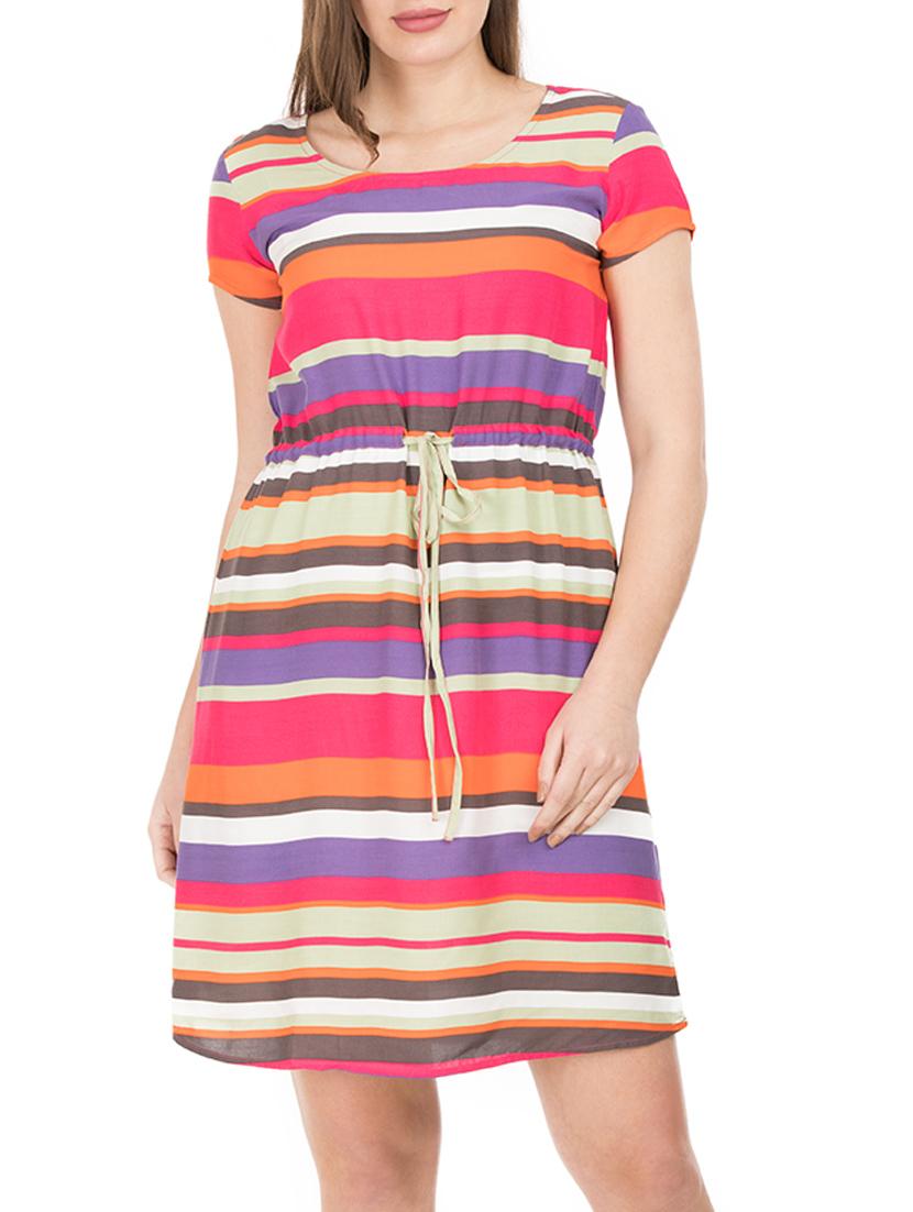 drawstring detail striped a-line dress - 15620613 - Zoom Image - 1