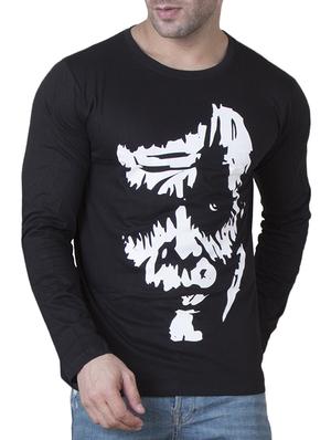 black cotton front print t-shirt - 15620655 - Standard Image - 1