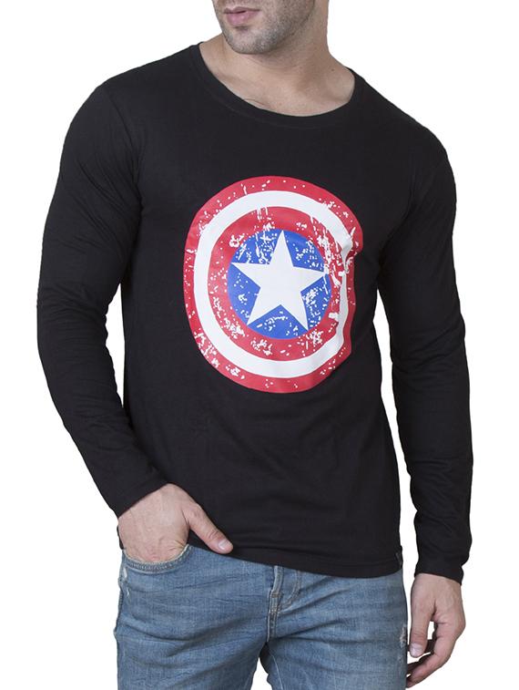 black cotton chest print tshirt - 15620657 - Zoom Image - 1