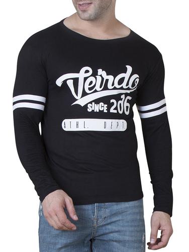 black cotton chest print tshirt - 15620661 - Very Small Image - 1