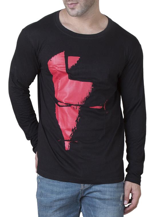 black cotton front print t-shirt - 15620665 - Zoom Image - 1