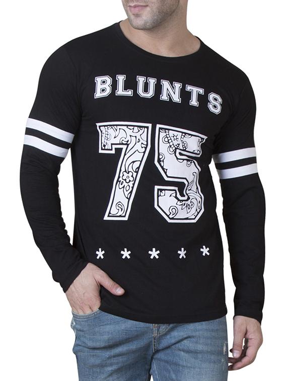 black cotton front print t-shirt - 15620670 - Zoom Image - 1