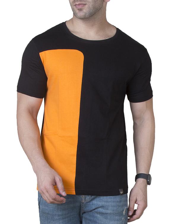 black cotton color block t-shirt - 15620676 - Zoom Image - 1