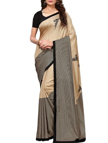 striped printed border saree with blouse - 15620733 - Very Small Image - 1