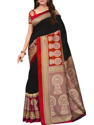kalamkari printed border saree with blouse - 15620759 - Standard Image - 1