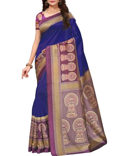 kalamkari printed border saree with blouse - 15620760 - Very Small Image - 1