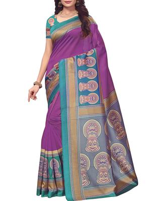 kalamkari printed border saree with blouse - 15620763 - Standard Image - 1