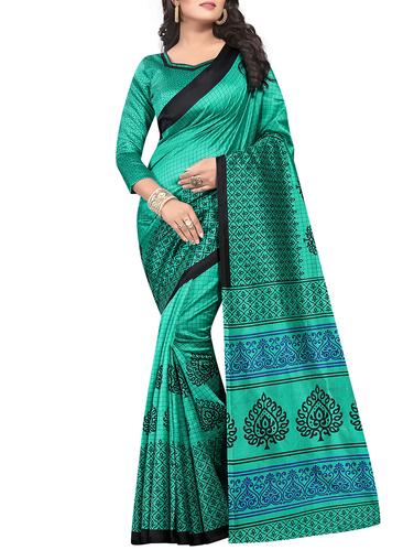 checkered print on print saree with blouse - 15620774 - Very Small Image - 1