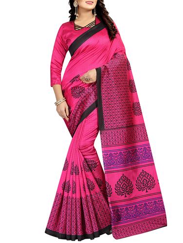 checkered print on print saree with blouse - 15620775 - Very Small Image - 1