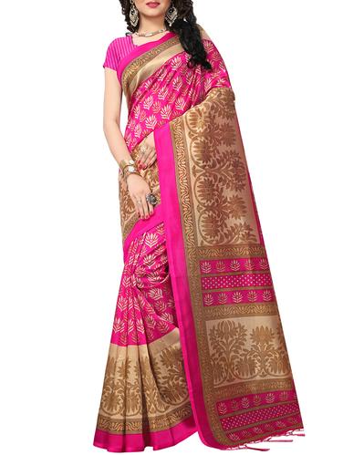 floral printed saree with blouse - 15620779 - Very Small Image - 1