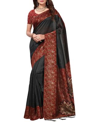 kalamkari printed border saree with blouse - 15620780 - Standard Image - 1