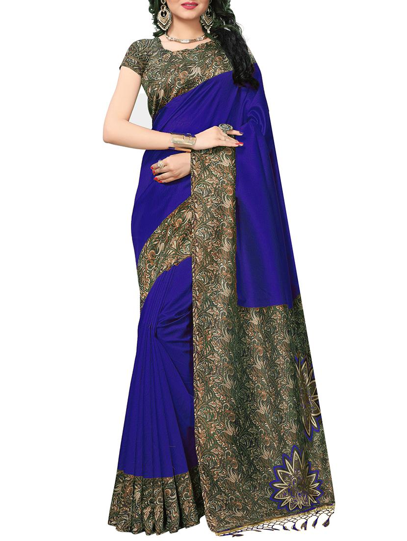 kalamkari printed border saree with blouse - 15620781 - Zoom Image - 1
