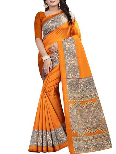madhubani printed border saree with blouse - 15620784 - Very Small Image - 1