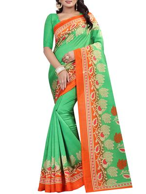 conversational printed saree with blouse - 15620788 - Standard Image - 1