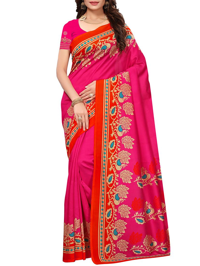conversational printed saree with blouse - 15620790 - Zoom Image - 1
