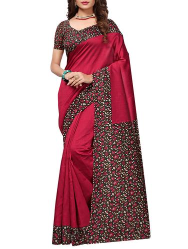 floral printed border saree with blouse - 15620794 - Very Small Image - 1