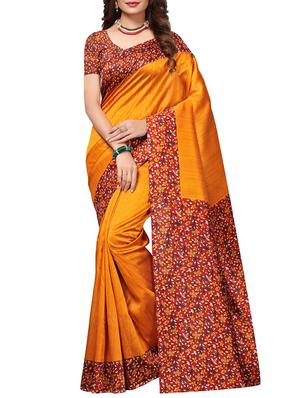 floral printed border saree with blouse - 15620795 - Standard Image - 1