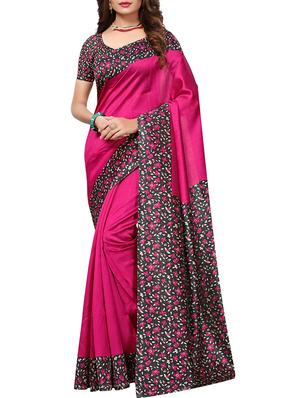 floral printed border saree with blouse - 15620796 - Standard Image - 1