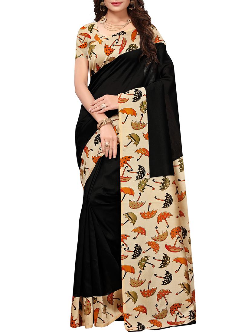 conversational printed border saree with blouse - 15620798 - Zoom Image - 1