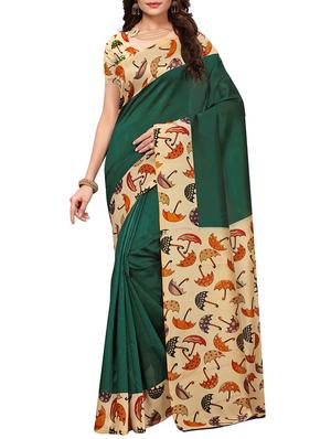 conversational printed border saree with blouse - 15620799 - Standard Image - 1