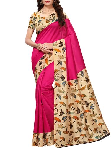 conversational printed border saree with blouse - 15620802 - Very Small Image - 1