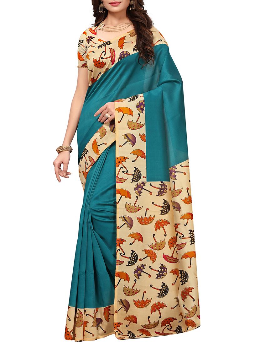conversational printed border saree with blouse - 15620803 - Zoom Image - 1