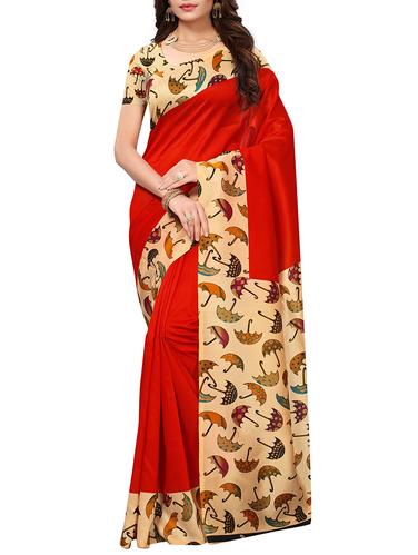 conversational printed border saree with blouse - 15620804 - Very Small Image - 1