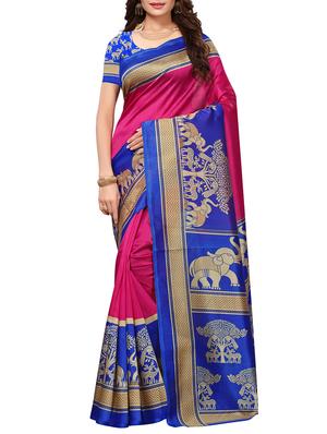 conversational printed border saree with blouse - 15620805 - Standard Image - 1