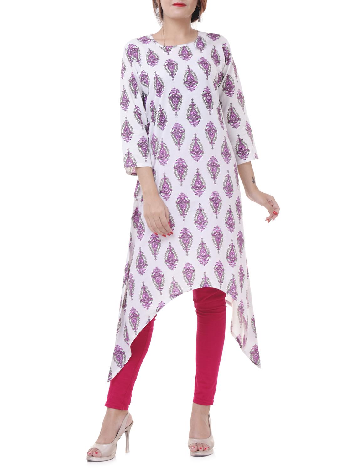 Printed asymmetric kurta - 15620814 - Zoom Image - 1