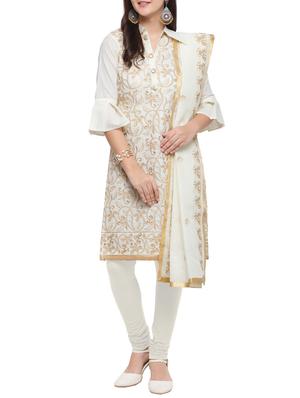 Embroidered unstitched churidaar suit - 15620815 - Standard Image - 1