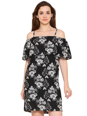 overlay floral a-line dress - 15620826 - Standard Image - 1