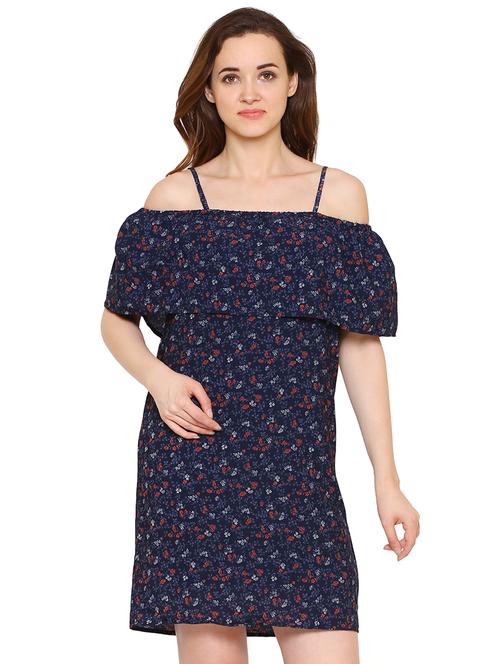 overlay ditsy floral a-line dress - 15620827 - Standard Image - 1