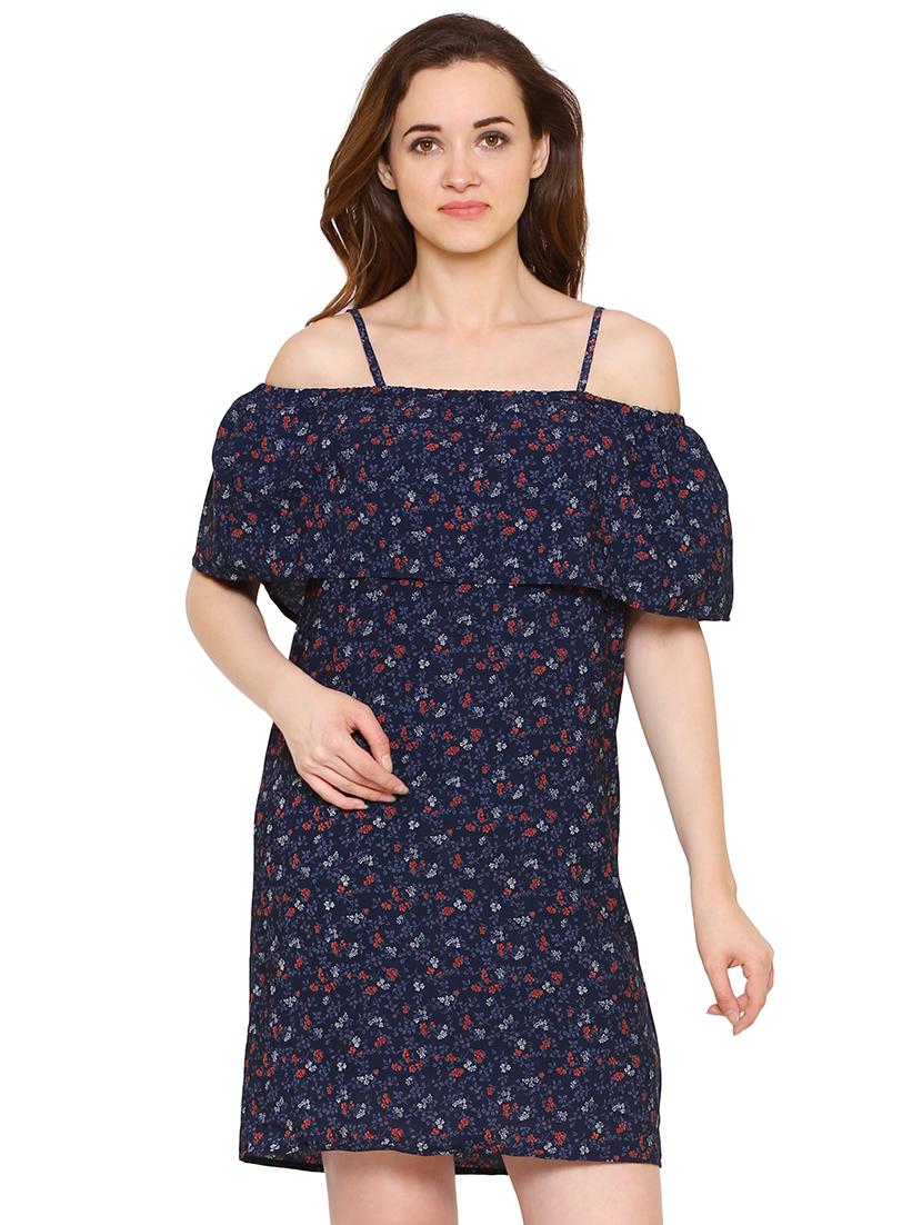 overlay ditsy floral a-line dress - 15620827 - Zoom Image - 1
