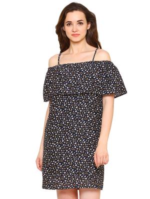 overlay ditsy floral a-line dress - 15620828 - Standard Image - 1