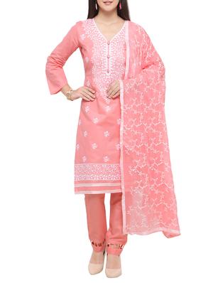 Embroidered unstitched churidaar suit - 15620829 - Standard Image - 1