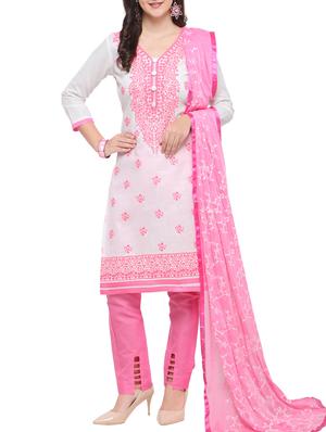 Embroidered unstitched churidaar suit - 15620830 - Standard Image - 1