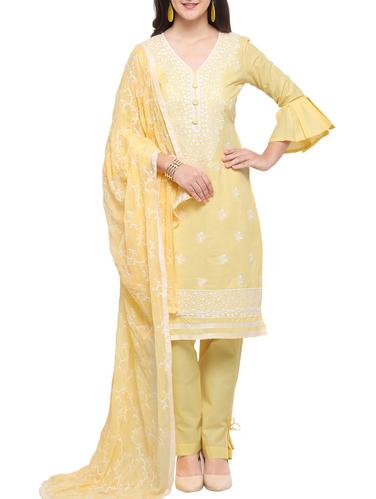 Embroidered unstitched churidaar suit - 15620831 - Very Small Image - 1