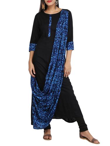 Drape printed panel a-line kurta - 15620841 - Very Small Image - 1