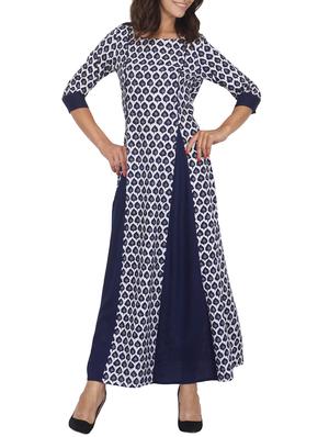 Indigo a-line panel kurta - 15620842 - Standard Image - 1