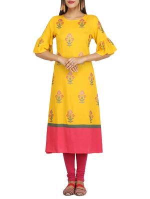 Printed hem attach a-line kurta - 15620843 - Standard Image - 1