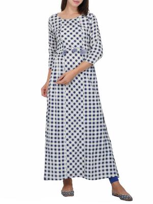Checkered a-line kurta with tassels - 15620848 - Standard Image - 1