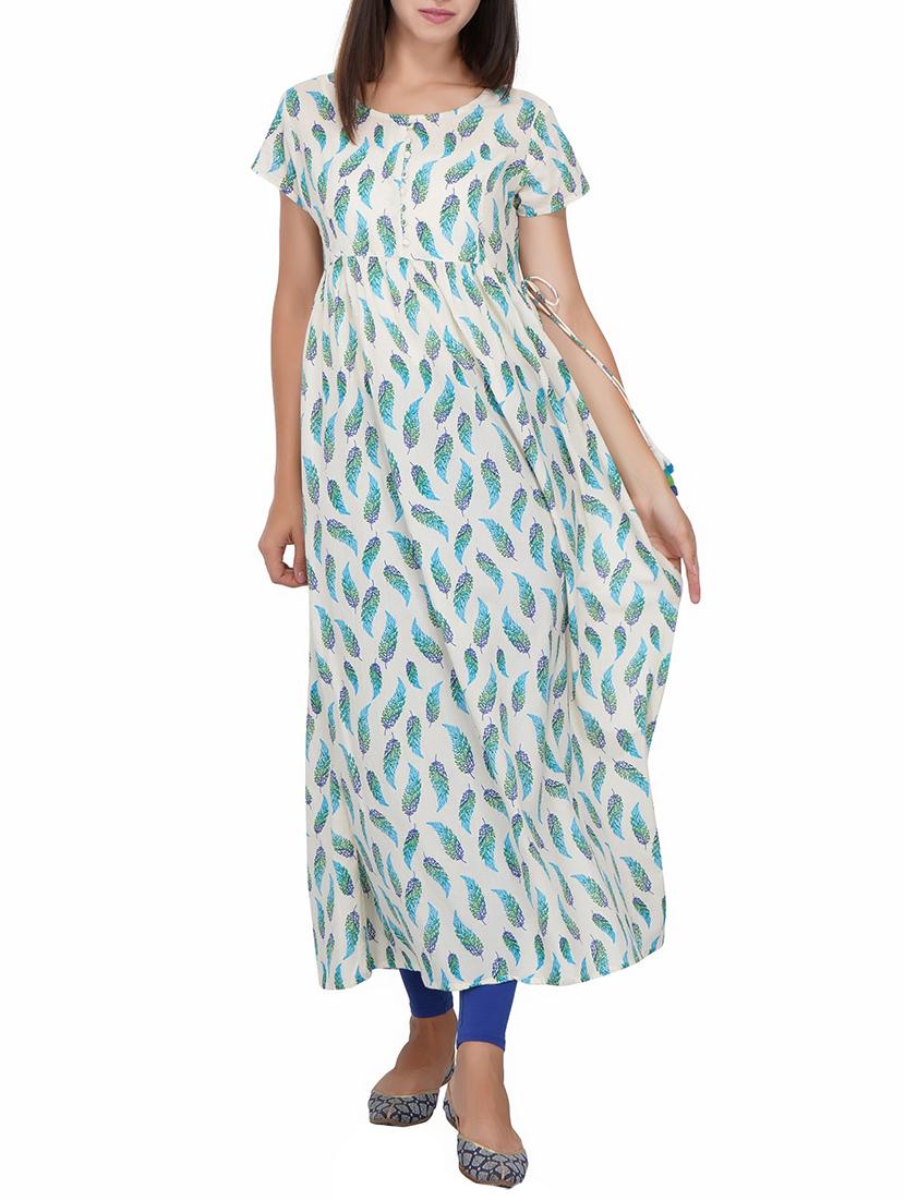 Flared printed draw code kurta - 15620852 - Zoom Image - 1