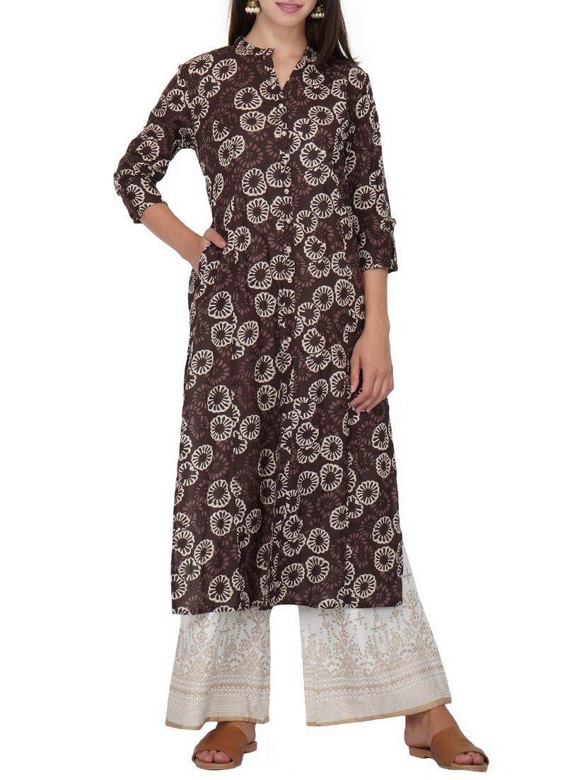 Printed slit straight kurta - 15620864 - Zoom Image - 1