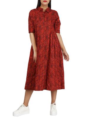 button detail gathered waist dress - 15620869 - Standard Image - 1